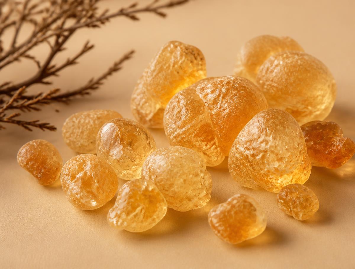Pale golden Hashab gum arabic tears
